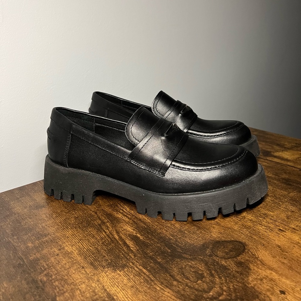 Steve Madden Platform Black Lawrence Loafers
